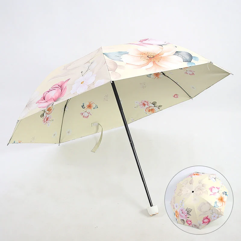 Dame Faltbar Paraply med Elegant Blomsterdesign Luvikno