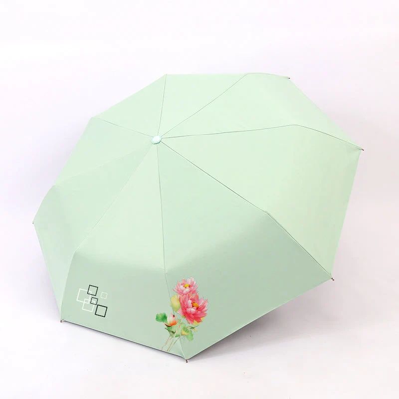 Kvinnes sammenleggbare paraply med elegant blomsterdesign Luvikno