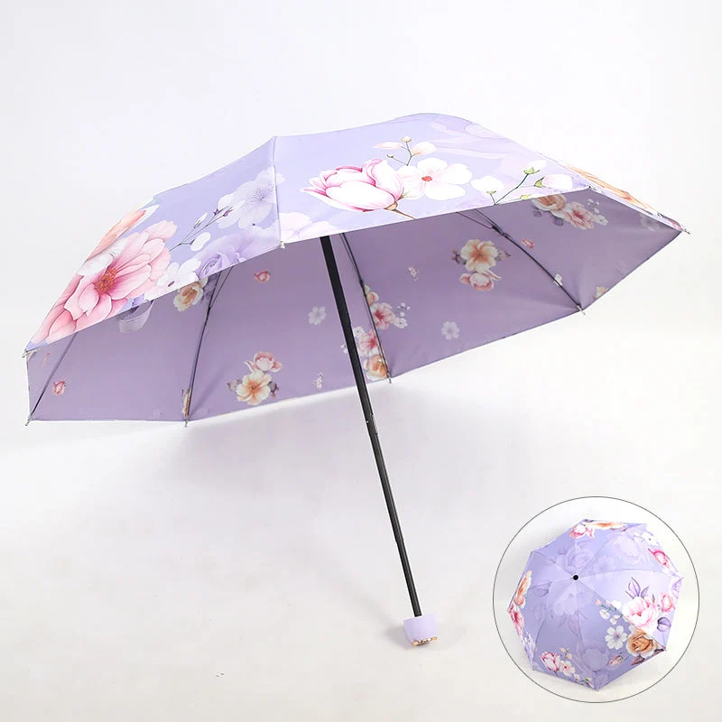 Kvinnes elegant sammenleggbare paraply med blomsterdesign Luvikno
