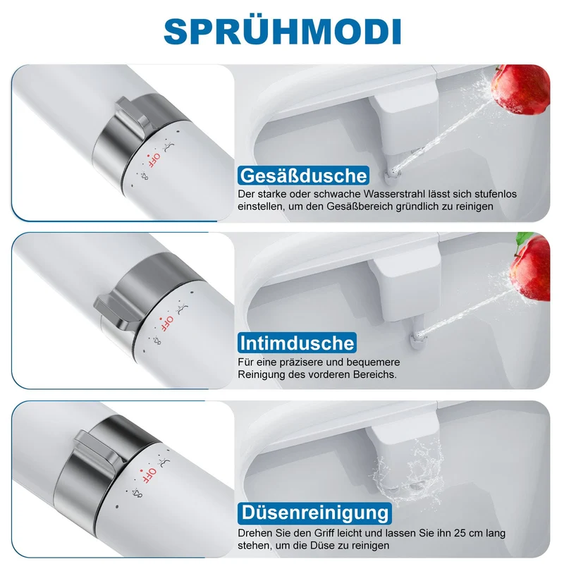 Garvee Bidet Aufsatz Slim Non Elettrico con Doppeldüsen Autopulenti per WC Standard, Uso Quotidiano, ABS Resistente, Design Ultra Sottile, Regolazione Pressione Acqua