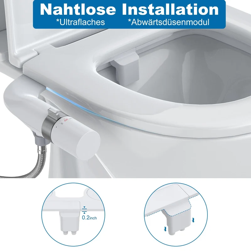 Garvee Bidet Aufsatz Slim Non Elettrico con Doppeldüsen Autopulenti per WC Standard, Uso Quotidiano, ABS Resistente, Design Ultra Sottile, Regolazione Pressione Acqua