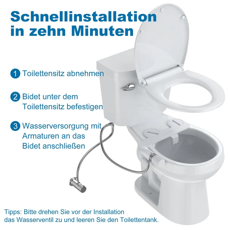 Garvee Bidet Aufsatz Slim Non Elettrico con Doppeldüsen Autopulenti per WC Standard, Uso Quotidiano, ABS Resistente, Design Ultra Sottile, Regolazione Pressione Acqua