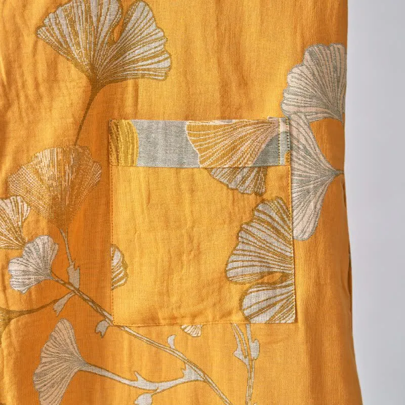 Kimono-Bademantel aus Baumwollgaze und Ginkgo