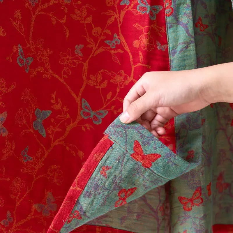 Ownkoti Kimono-Bademantel aus Baumwollgaze im Vintage-Schmetterlingsstil