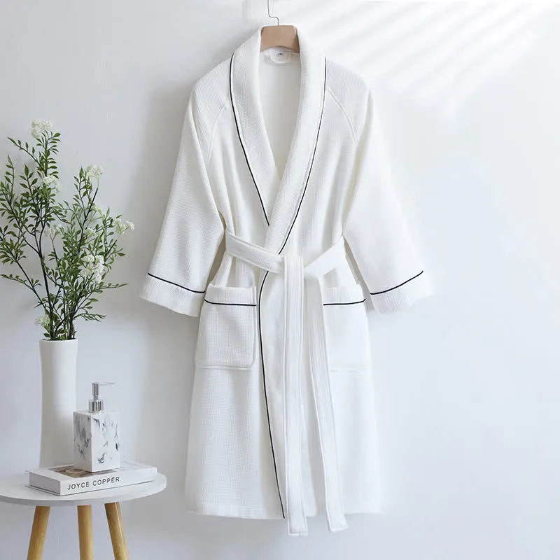 Ownkoti Unisex-Baumwollbademantel, einfarbig