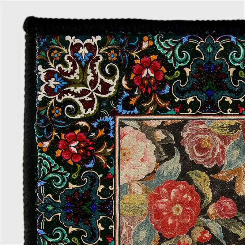 Ownkoti Teppich für den Innen- und Außenbereich mit dunklem Blumenmuster