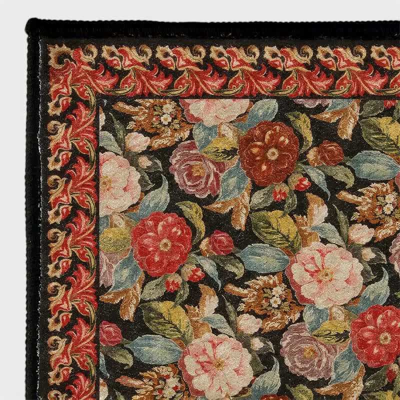 Ownkoti Teppich für den Innen- und Außenbereich mit dunklem Blumenmuster