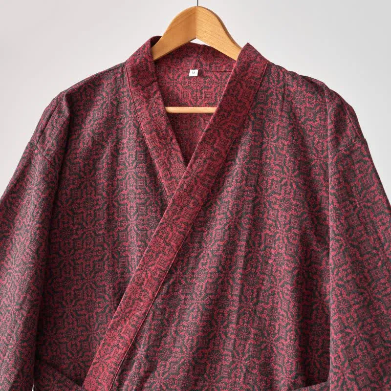 Ownkoti – Weihnachtsinspirierter Kimono-Bademantel aus Baumwollgaze