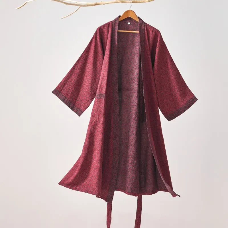 Ownkoti – Weihnachtsinspirierter Kimono-Bademantel aus Baumwollgaze