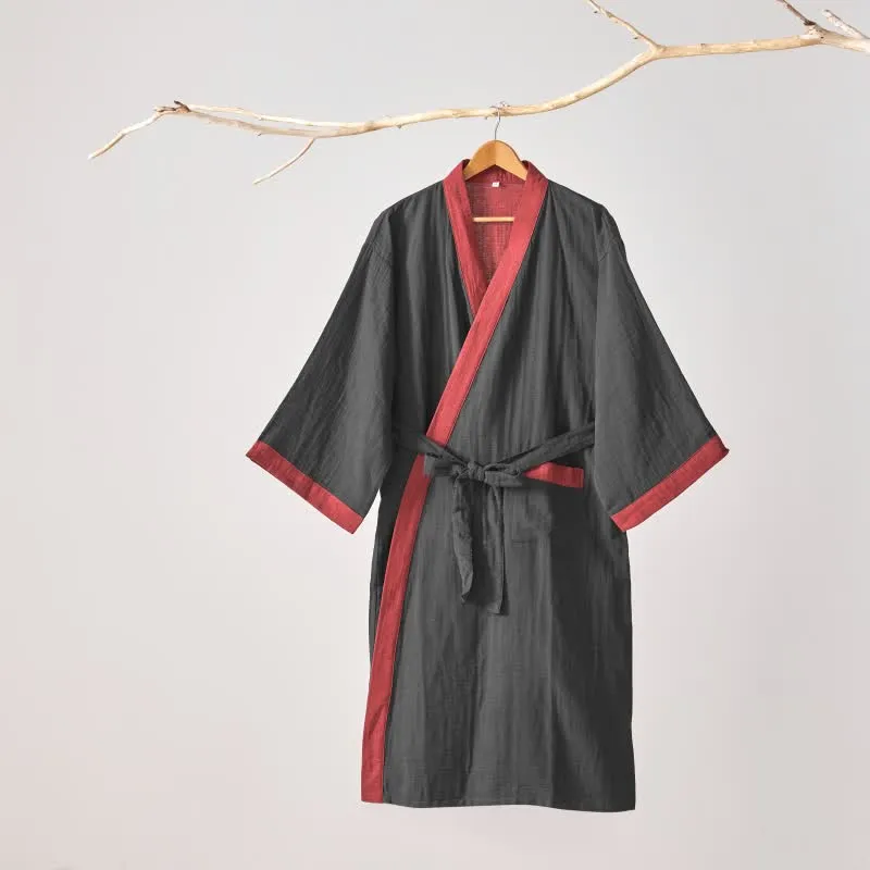 Ownkoti – Minimalistischer Kimono-Bademantel aus fester Baumwollgaze