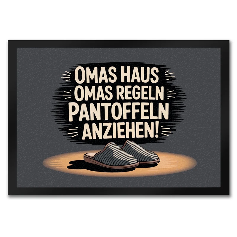 Omas Haus, Omas Regeln Pantoffeln anziehen im Vintage-Stil Fußmatte in 35x50 cm