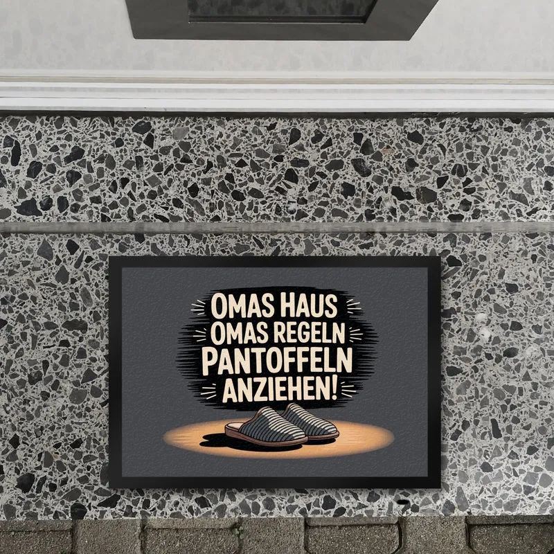 Omas Haus, Omas Regeln Pantoffeln anziehen im Vintage-Stil Fußmatte in 35x50 cm