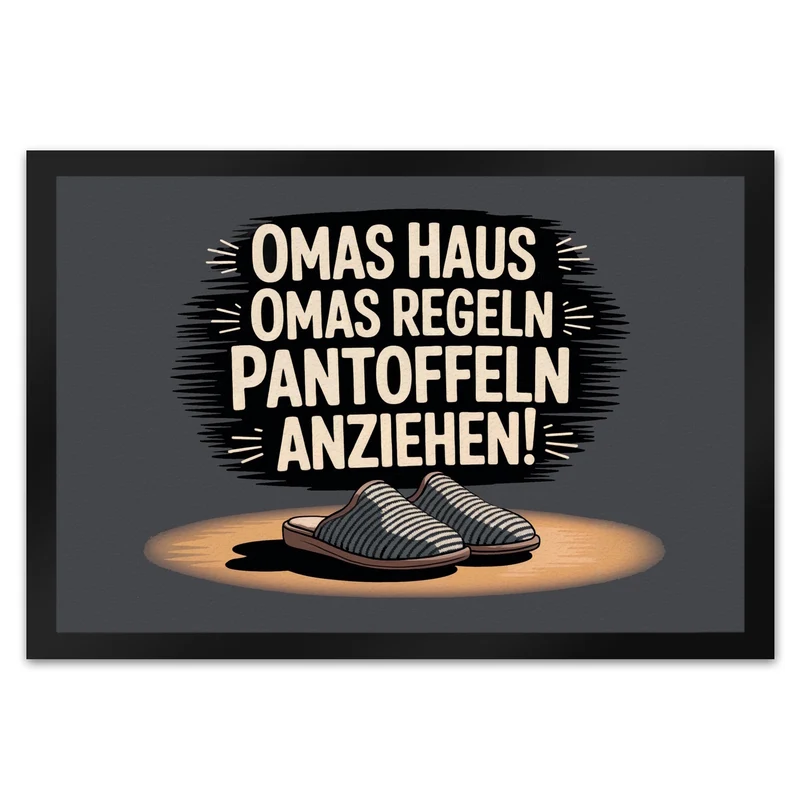 Omas Haus, Omas Regeln Pantoffeln anziehen im Vintage-Stil Fußmatte in 35x50 cm