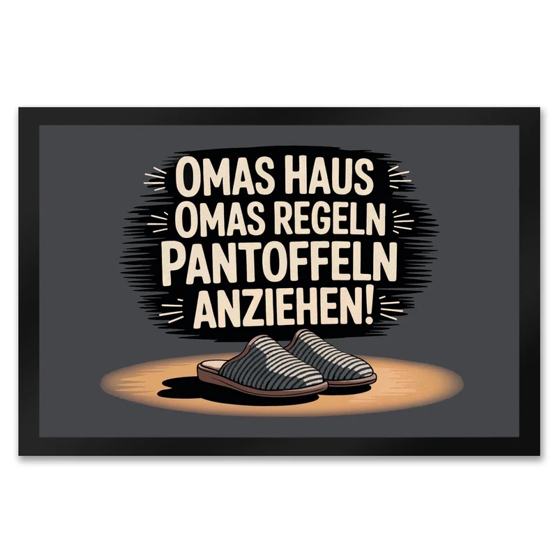 Omas Haus, Omas Regeln Pantoffeln anziehen im Vintage-Stil Fußmatte in 35x50 cm