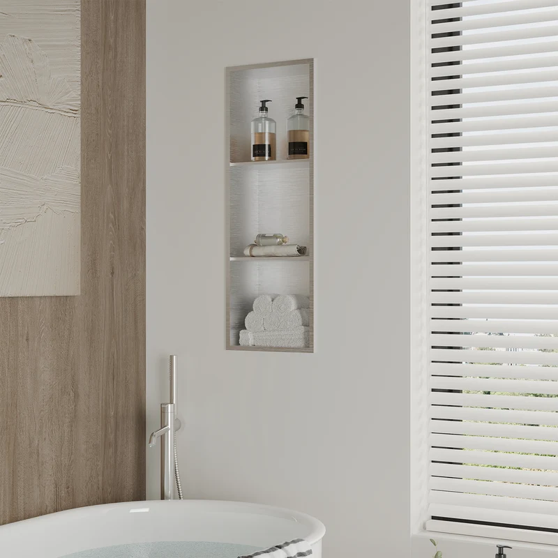 Garvee Nicchia Doccia in Acciaio Inossidabile 30,5x91,4 cm, 3 Ripiani, Montaggio Incassato, Per Bagno e Cucina, Rivestimento Impermeabile, Design Moderno