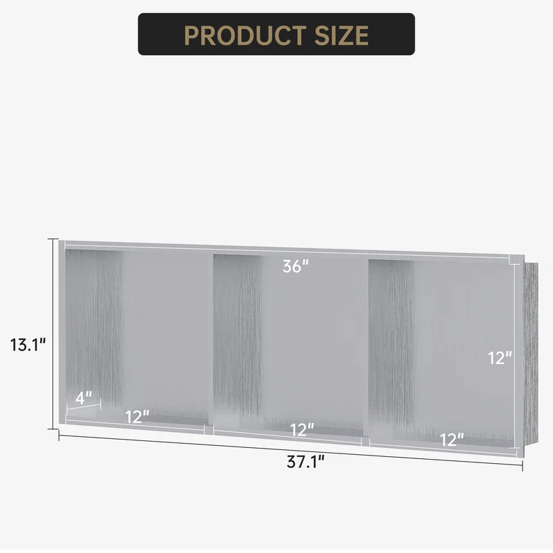 Garvee Nicchia Doccia in Acciaio Inossidabile 30,5x91,4 cm, 3 Ripiani, Montaggio Incassato, Per Bagno e Cucina, Rivestimento Impermeabile, Design Moderno