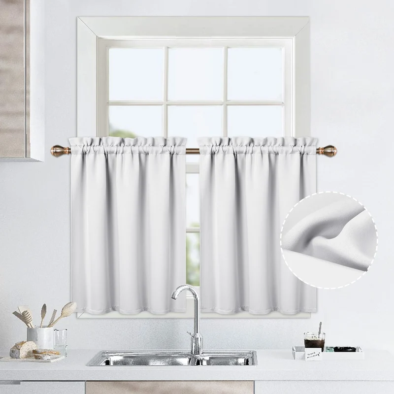 Garvee Set 2 Tende Oscuranti Bianche 230 GSM, Isolanti Termiche, Opaca Doppia Faccia, 66x91 cm, Perfette per Cucina e Bagno