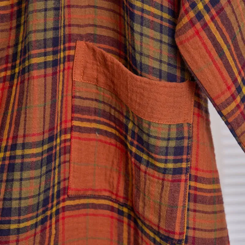 Vintage-Kimono aus kariertem Baumwollgaze