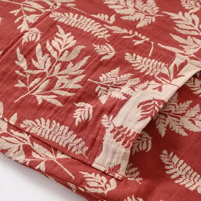 Blatt-Baumwollgaze-Kimono-Yukata-Robe