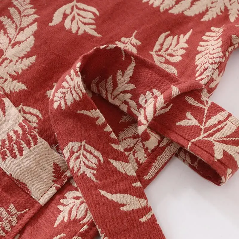 Blatt-Baumwollgaze-Kimono-Yukata-Robe
