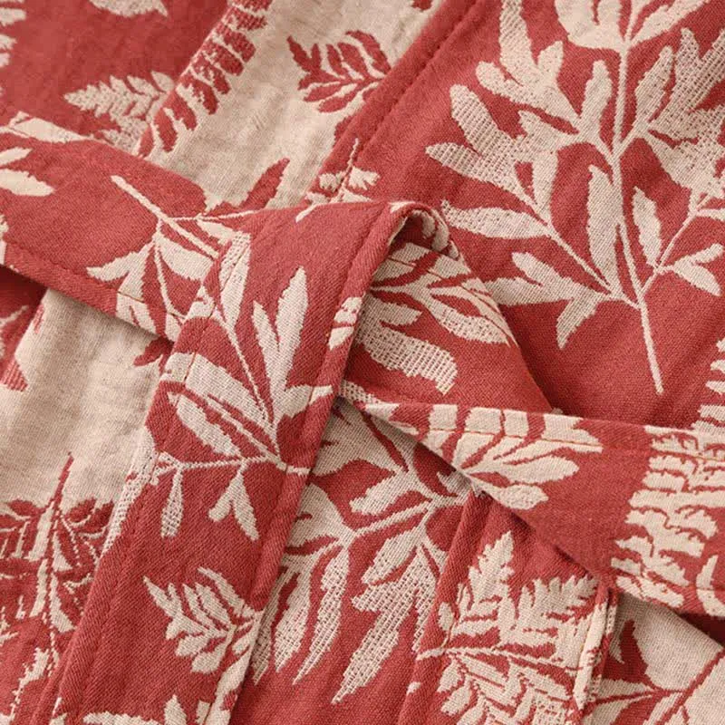 Blatt-Baumwollgaze-Kimono-Yukata-Robe