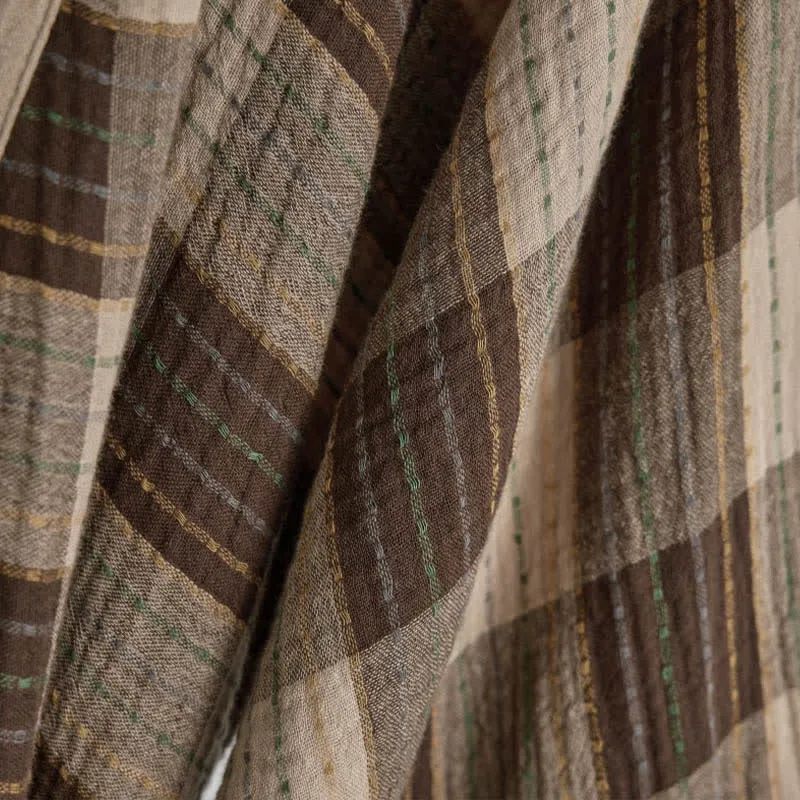Klassischer karierter Kimono-Bademantel aus Baumwollgaze