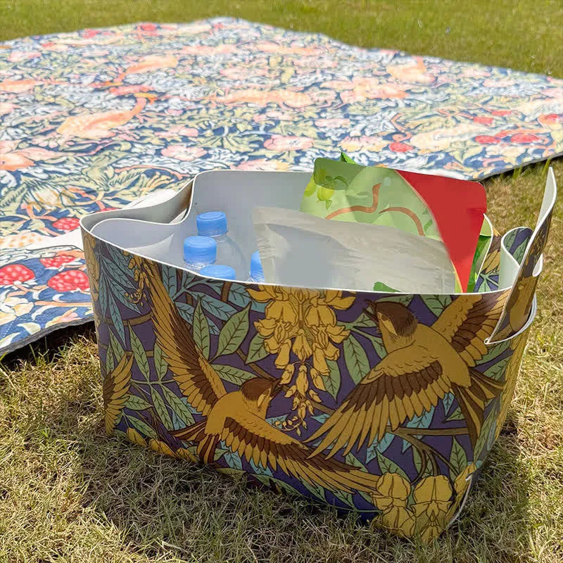 Wasserdichter Aufbewahrungsbehälter aus Leder mit Blumenmuster und Vogelmotiv