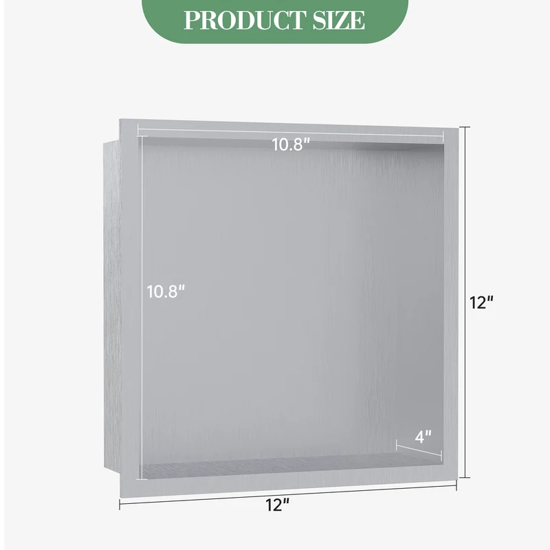Garvee Nicchia Doccia in Acciaio Inossidabile 30,5x30,5 cm per Bagno Moderno, Drenaggio Ottimale, Facile Installazione, Design Elegante, Multiuso