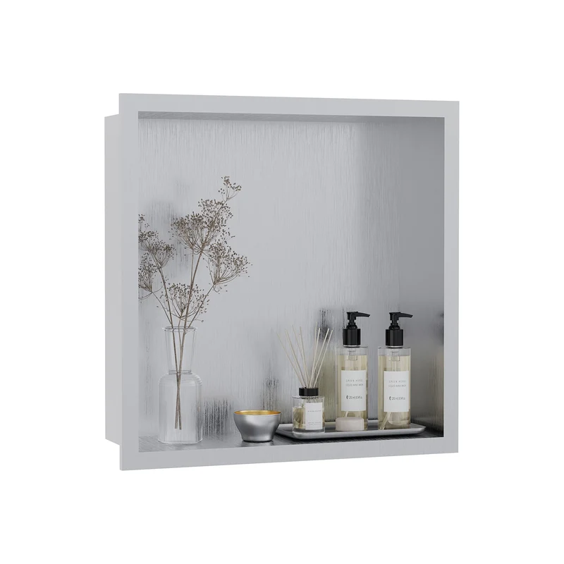 Garvee Nicchia Doccia in Acciaio Inossidabile 30,5x30,5 cm per Bagno Moderno, Drenaggio Ottimale, Facile Installazione, Design Elegante, Multiuso