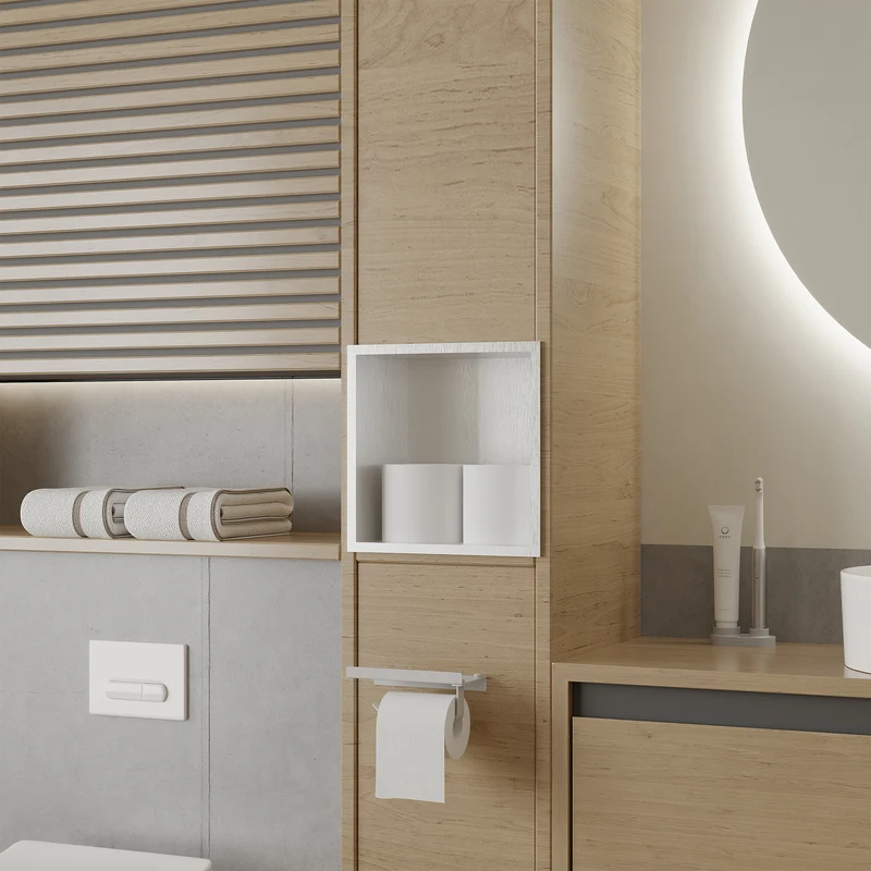 Garvee Nicchia Doccia in Acciaio Inossidabile 30,5x30,5 cm per Bagno Moderno, Drenaggio Ottimale, Facile Installazione, Design Elegante, Multiuso