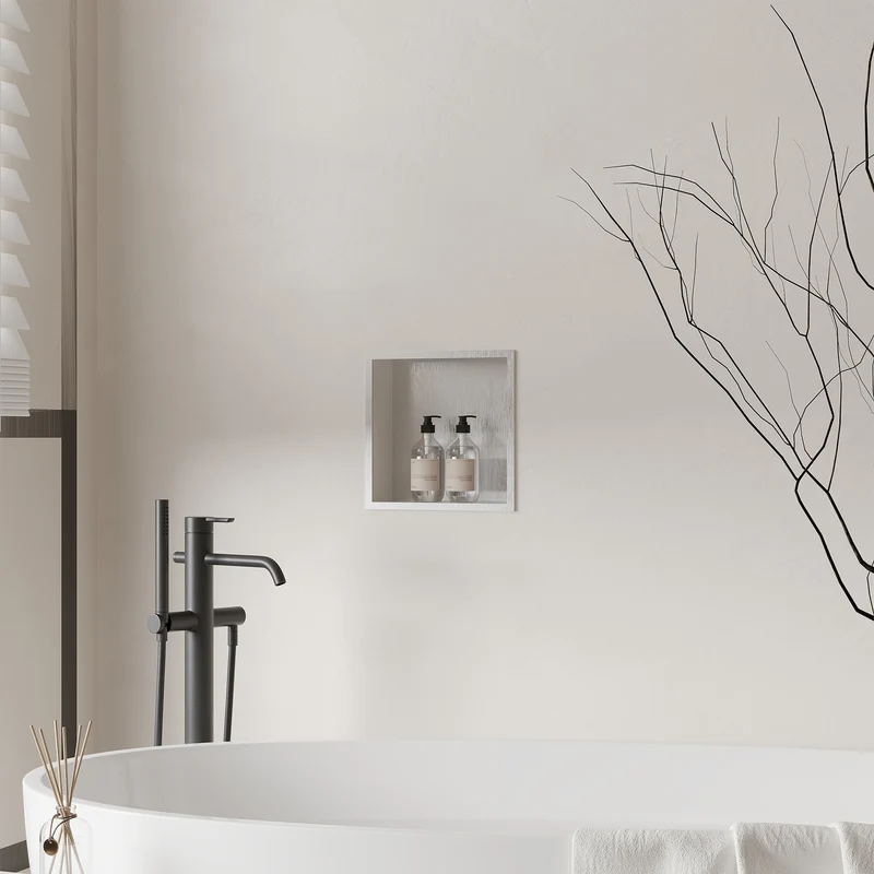 Garvee Nicchia Doccia in Acciaio Inossidabile 30,5x30,5 cm per Bagno Moderno, Drenaggio Ottimale, Facile Installazione, Design Elegante, Multiuso