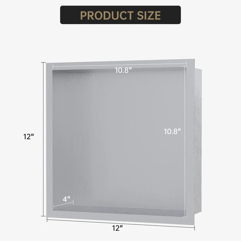 Garvee Nicchia Doccia in Acciaio Inossidabile 30,5x30,5 cm per Bagno Moderno, Drenaggio Ottimale, Facile Installazione, Design Elegante, Multiuso