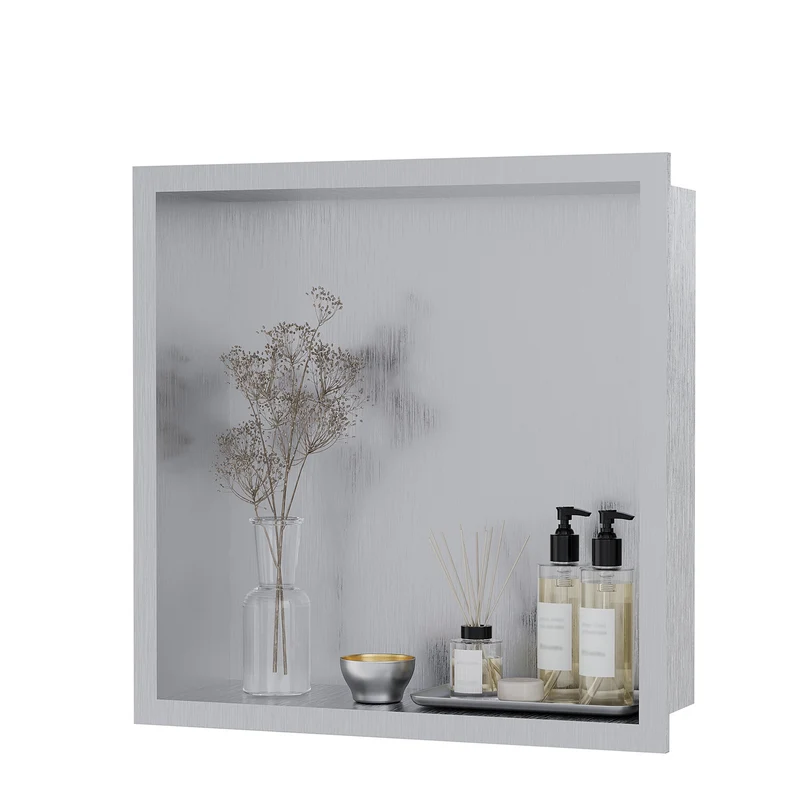 Garvee Nicchia Doccia in Acciaio Inossidabile 30,5x30,5 cm per Bagno Moderno, Drenaggio Ottimale, Facile Installazione, Design Elegante, Multiuso