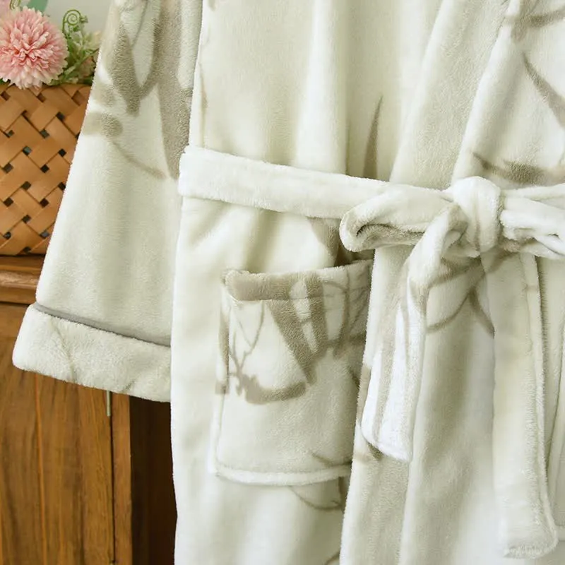Unisex-Bademantel aus Fleece mit Bambusdruck