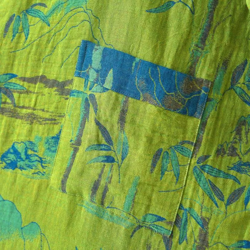 Zweifarbiger Kimono-Bademantel aus Bambus-Baumwoll-Gaze