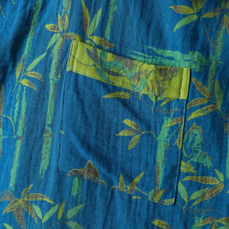 Zweifarbiger Kimono-Bademantel aus Bambus-Baumwoll-Gaze