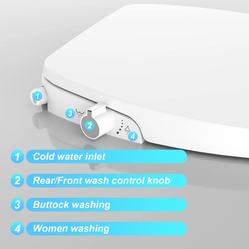 Garvee Sedile Bidet Non Elettrico con Doppio Ugello per WC Allungati Bianco per Bagno Domestico