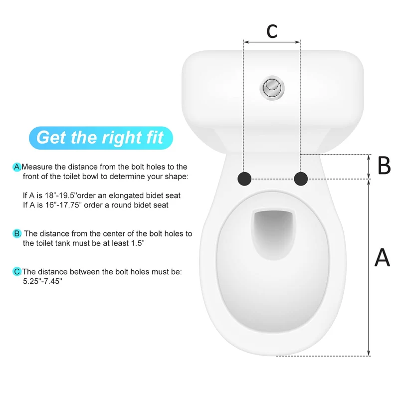 Garvee Sedile Bidet Non Elettrico con Doppio Ugello per WC Allungati Bianco per Bagno Domestico