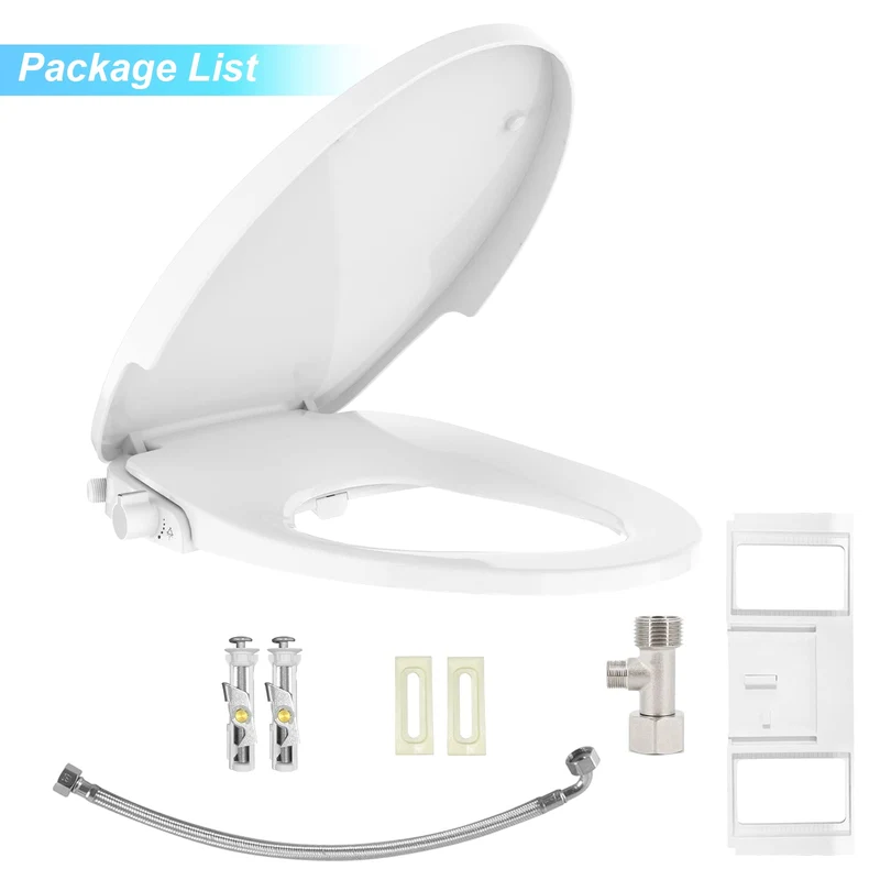 Garvee Sedile Bidet Non Elettrico con Doppio Ugello per WC Allungati Bianco per Bagno Domestico