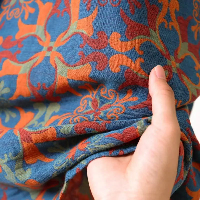 Kimono-Bademantel aus Baumwolle mit geometrischem Retro-Muster