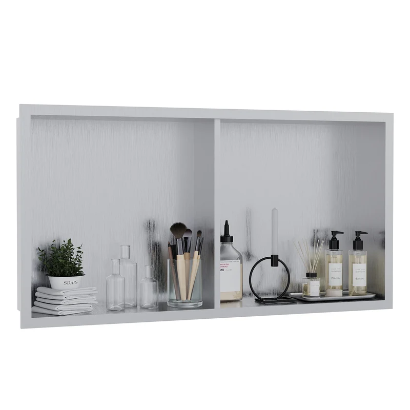 Garvee Nicchia Doccia in Acciaio Inox 12x24, Scolapiatti Integrato, Bagno Moderno, Resistente alla Ruggine, Design Elegante