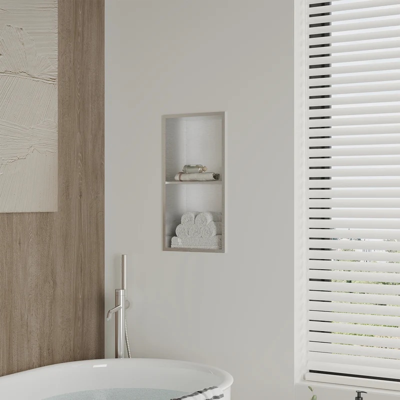 Garvee Nicchia Doccia in Acciaio Inox 12x24, Scolapiatti Integrato, Bagno Moderno, Resistente alla Ruggine, Design Elegante