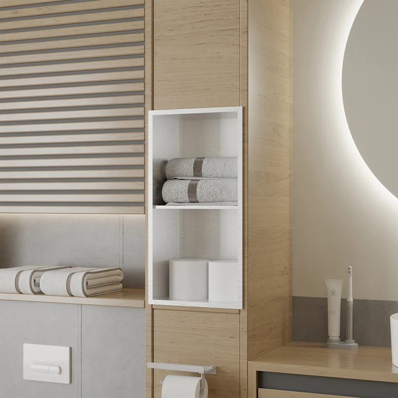 Garvee Nicchia Doccia in Acciaio Inox 12x24, Scolapiatti Integrato, Bagno Moderno, Resistente alla Ruggine, Design Elegante