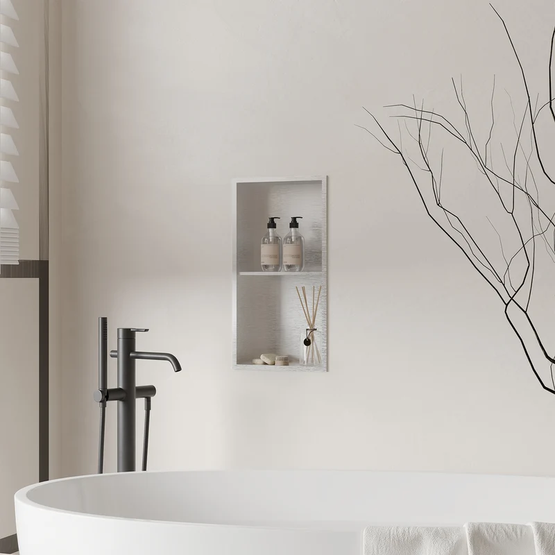 Garvee Nicchia Doccia in Acciaio Inox 12x24, Scolapiatti Integrato, Bagno Moderno, Resistente alla Ruggine, Design Elegante