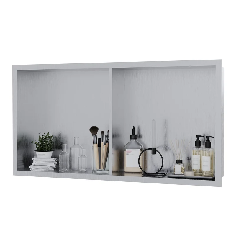 Garvee Nicchia Doccia in Acciaio Inox 12x24, Scolapiatti Integrato, Bagno Moderno, Resistente alla Ruggine, Design Elegante