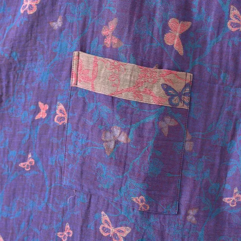 Kimono-Bademantel aus Baumwollgaze mit Schmetterlingsmuster