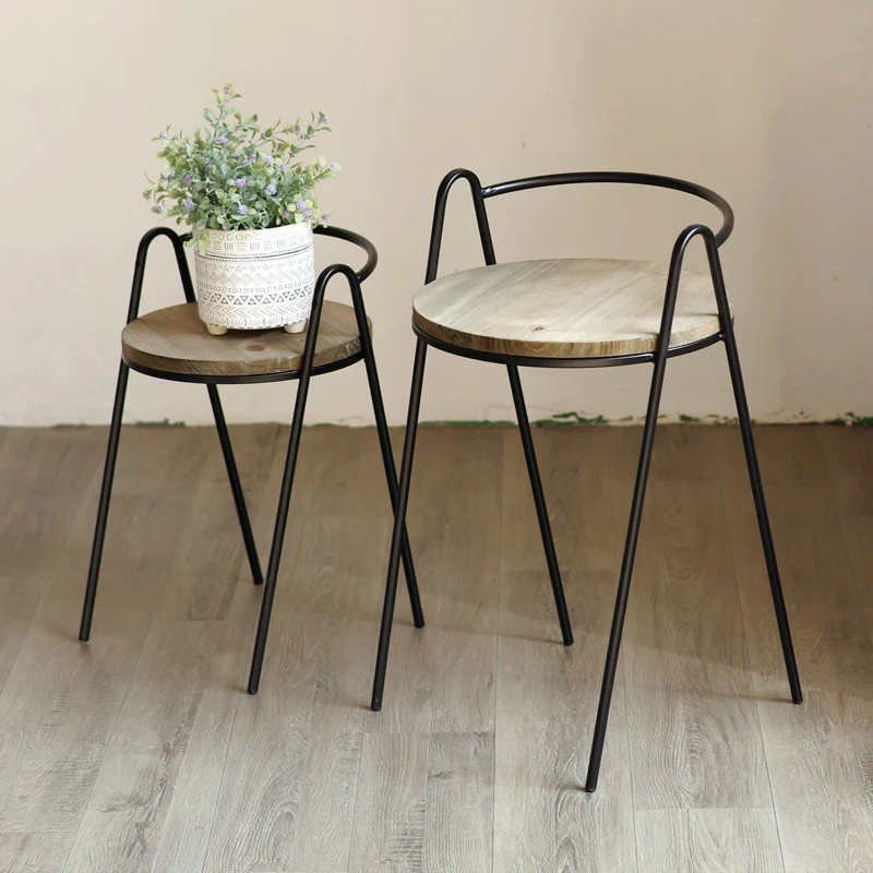 More modern stool with wooden seat Stornfield
