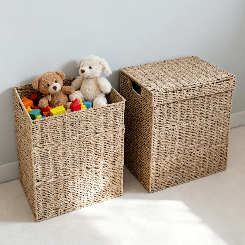 High-quality laundry basket with lid and handles Stornfield