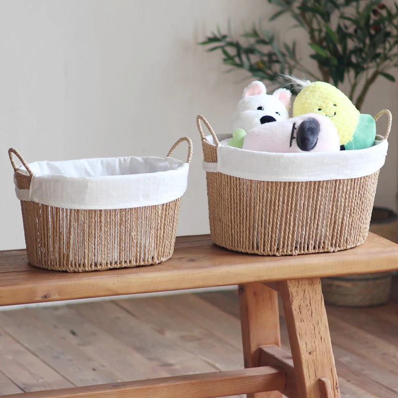 Handcrafted storage basket with white cotton lining Stornfield
