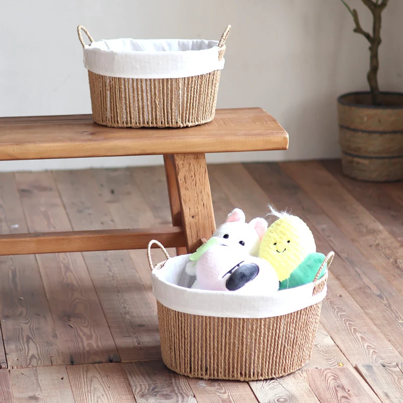 Handcrafted storage basket with white cotton lining Stornfield